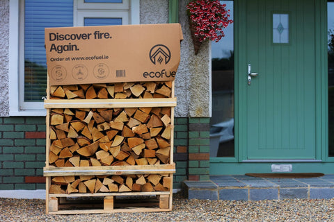 Ecofuel double deck kiln dried logs delivered in front of the terraced home