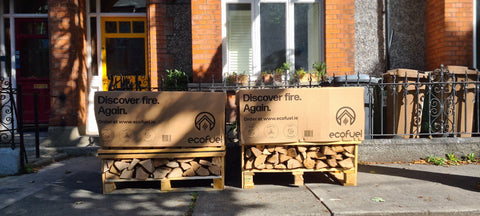 2 single deck pallets of Ecofuel kiln dried logs delivered outside the front of the house