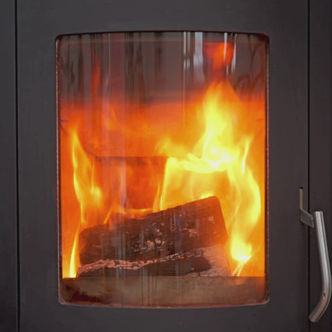 ECOFUEL™ Ash Firewood Logs Burning Close Video Loop Inside Stove